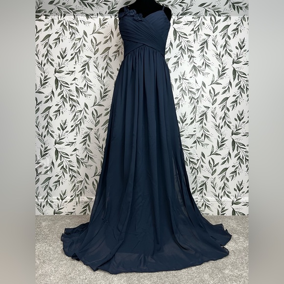 Diyouth Dresses & Skirts - Elegant Navy Blue Evening Gown Bridesmaid Wedding Gala Sz S 6 Maxi NWT #C Plated